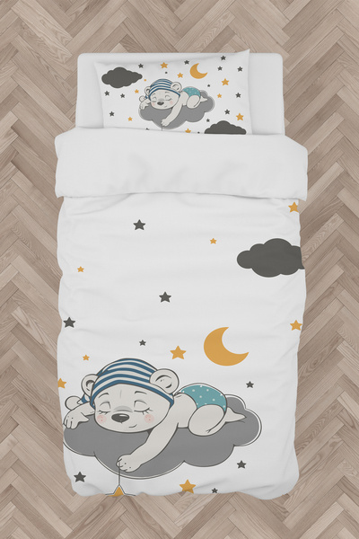 Generic Brand BABY AND KIDS ROOM Cute Blue Sleeping Bear Patterned Duvet Cove...
