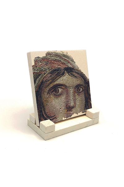 Sadrazam Gypsy Girl Mosaic Printed Natural Stone Desktop 10x10 Krt-146