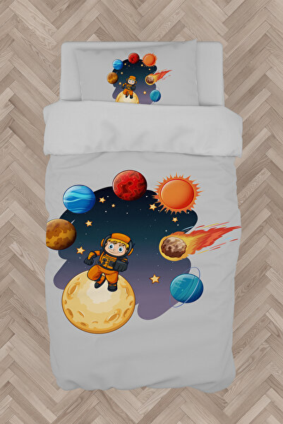 MASAL ODAM BABY AND KIDS ROOM Astronaut Children and Planet Patterned Duvet C...