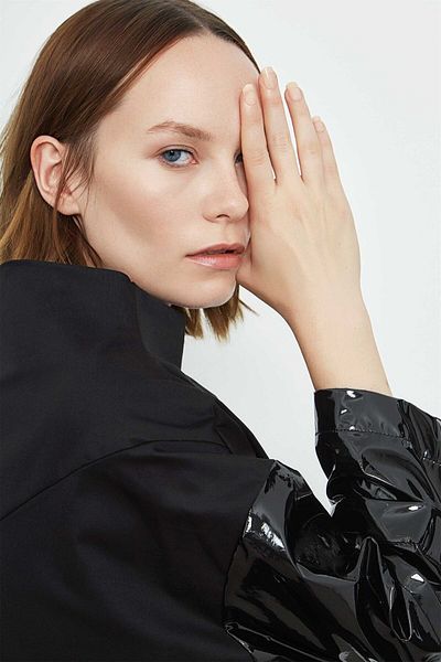 VERDA Patent Leather Detailed Dress