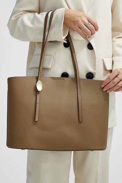 Tamer Tanca Beige Vegan Women's Shoulder Bag