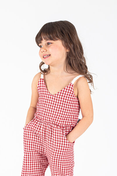 Babykokko Kız Çocuk Askılı Arka Bağlamalı Pamuk Yazlık Tulum