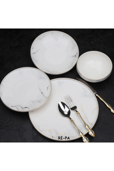 ELİZABETH LONDON Elizabeth London 6 Kişilik Marble Yemek Takımı