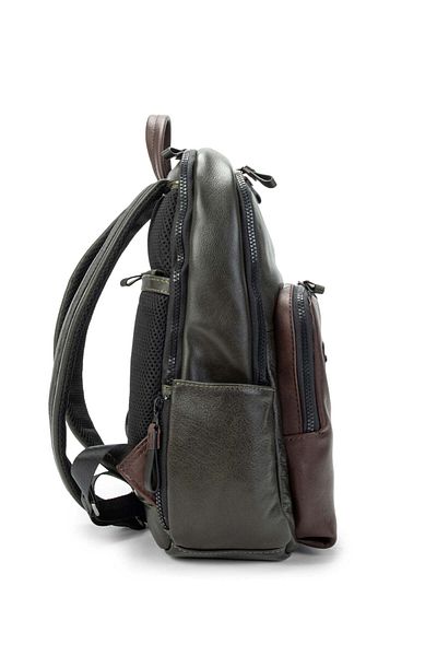 Tamer Tanca Genuine Leather Men's Backpack - Green/Brown