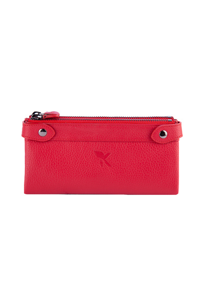 Karalı Deri Hakiki Deri Unisex Portföy Cüzdanı Fuşya Bc413-11