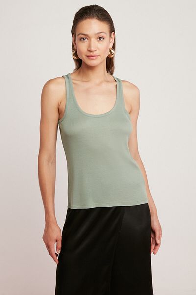 ETHIQUET Lorraıne Women's Viscose Elastane Blend Lightly Flowy Wide Strap Green Athlete