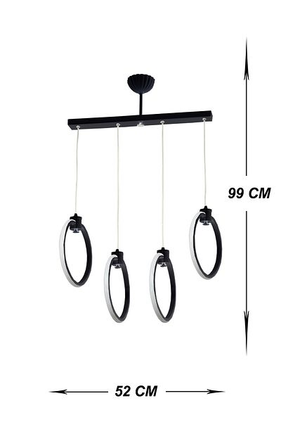 VENON LIGHTING HERA - Black LED Chandelier with 4 Rows, Lights in 3 Colors