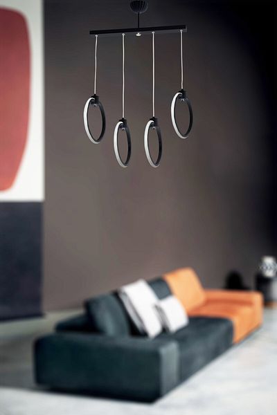 VENON LIGHTING HERA - Black LED Chandelier with 4 Rows, Lights in 3 Colors