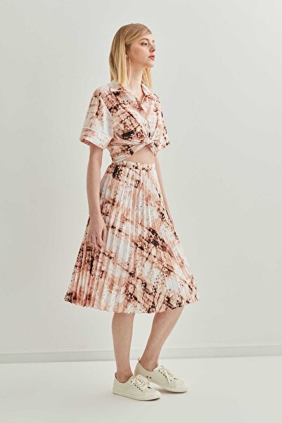 Vitrin Γυναικεία φούστα καμπάνα με καφέ σχέδιο