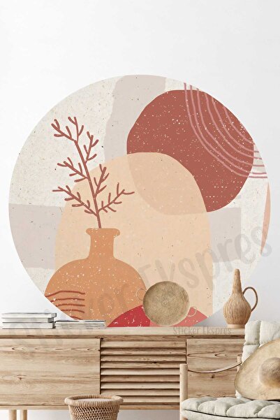 Sticker Ekspres Autocolant decorativ de perete Boho Circle cu vază în stil boem
