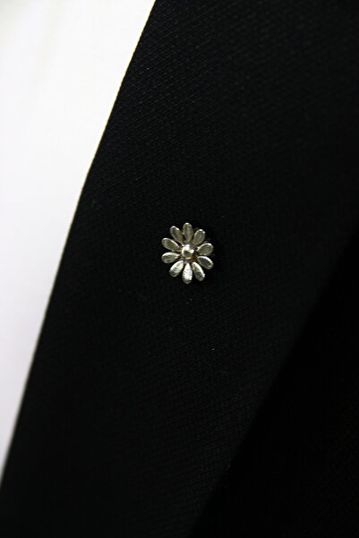 Elegante Cravatte Çiçek Figürlü Gümüş Gri Renk Ceket Yaka İğnesi Broş Rozet