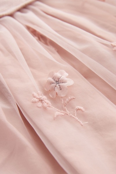 Next Baby 2'u 1 Arada Işlemeli Örgü Işlemeli Kız Çocuk Elbise Özel Gün Ve Parti Elbisesi