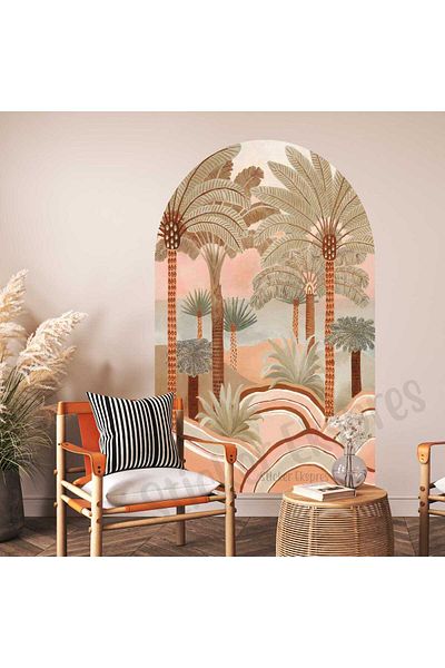 Sticker Ekspres Autocolant decorativ de perete în stil boem cu arc de palmieri Boho