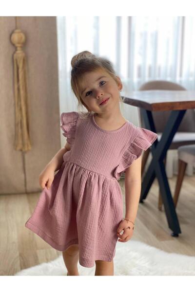 Rainbow KIZ ÇOCUK MÜSLİN KUMAŞ ELBİSE