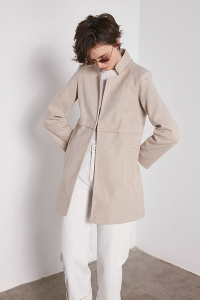 Vitrin Magnificent Collar Pocket Stamped Fabric Jacket