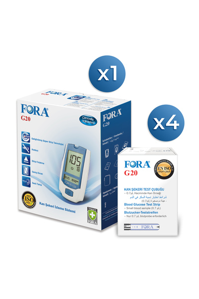 FORA G20 Şeker Diabet Ölçüm Cihazı + 200 Strip(4kutu)