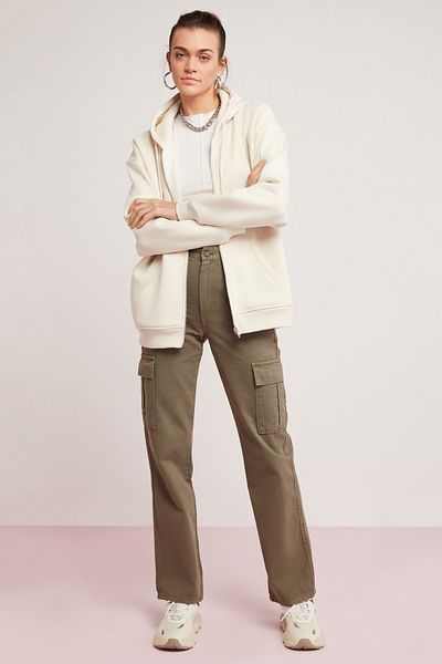 ETHIQUET Oynx Damen-Fleece-Sweatshirt mit weicher Kapuze und Reißverschluss in Vanille