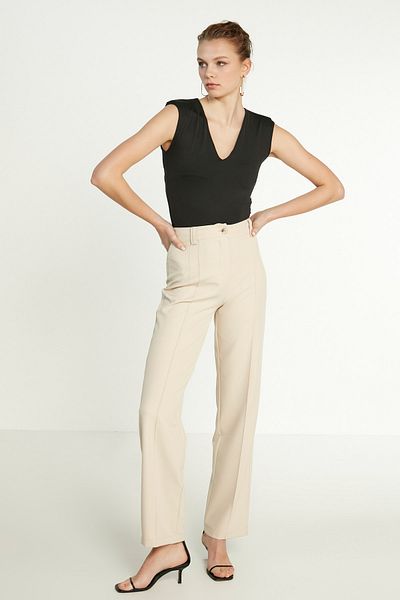 Vitrin High Waist Stitching Detailed Trousers