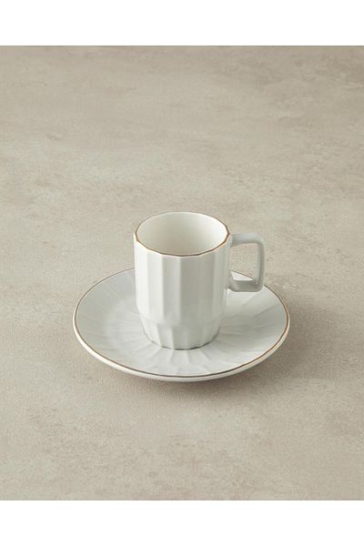 English Home Angely New - 2 Person Bone China Coffee Cup Set, Gray