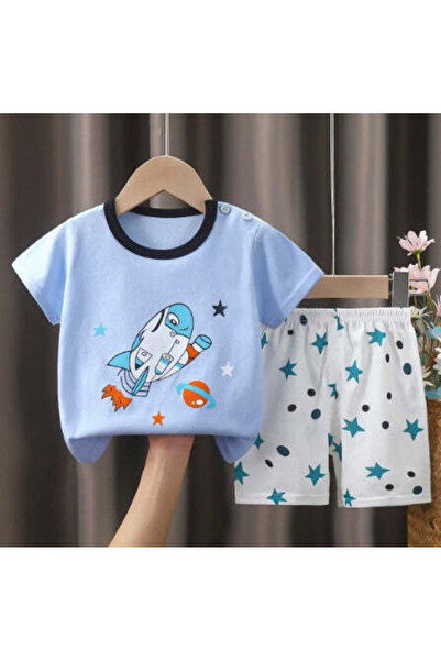 naynes طقم تي شيرت وشورت قطن 100% للفتيات والفتيان بعمر 3 سنوات - نمط السفر ا...