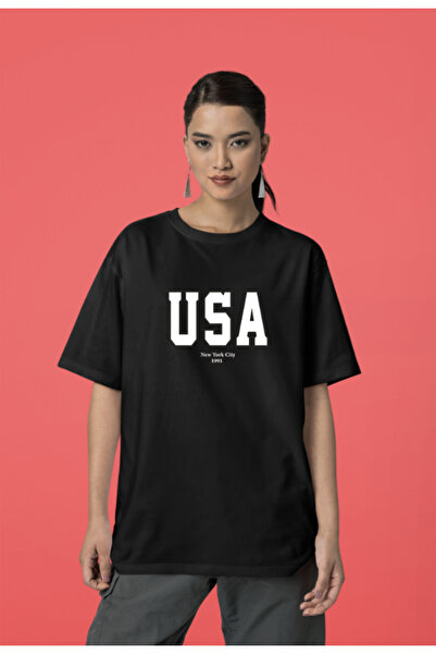 Generic Brand Tricou oversize din bumbac imprimat SUA
