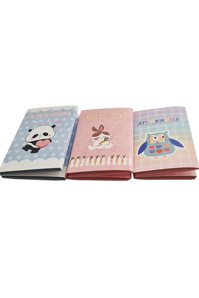 Modellino Panda Owl Rabbit Kraf 3-Piece Adhesive Note Paper Set 8 Different Patterns 8x20 Pieces x 3 (480 Sheets)