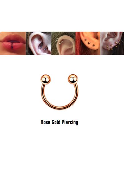 Takıparkxs 316l Surgical Steel 8 Mm Ball End Rose Gold Color Septum Piercing