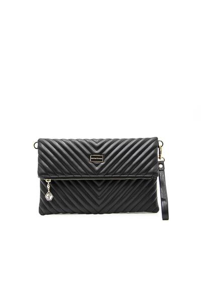 Silver Polo Ασημί & Polo Μαύρο - Μαύρο SP1134 Γυναικείο Clutch & Clutch