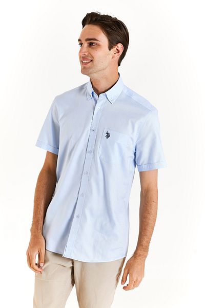 U.S. Polo Assn. Мъжка риза с яка и ръкав с копчета, бяла, стандартна, 100% памук, 1829949