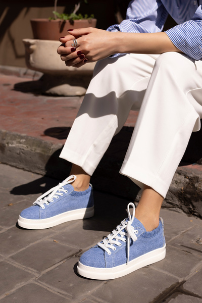 ANGELİNA JONES GWEN KADIN KOT MAVİ KETEN SNEAKER