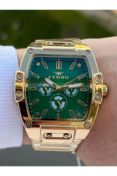 FERRO Inner Functions Active Steel Cord with Calendar 30 Mt Waterproof Men's Wristwatch EFM11437-B6