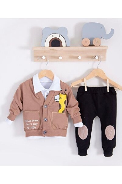 Bebeğin 50 Tonu طقم طفل رضيع مكون من 3 قطع بنطلون مطبوع عليه الزرافة معطف تي ...