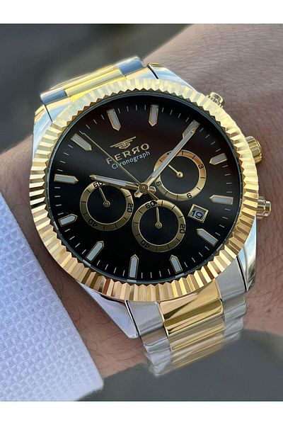 FERRO Steel Cord Inner Functions 30 Mt Waterproof Men's Wristwatch with Active Calendar EFM31289-D2