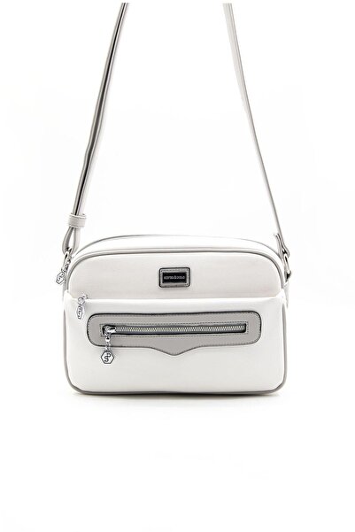 Silver Polo Ασημί & Λευκό Πόλο-Γκρι SP491 Γυναικείο Τσάντα χιαστί