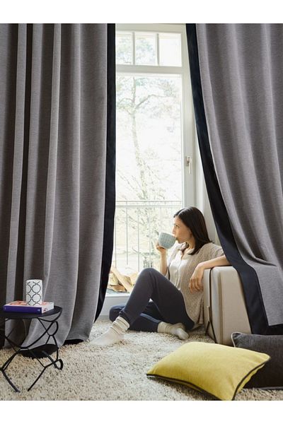 perastore Gray Linen Edge Black Bias Closure Background Curtain