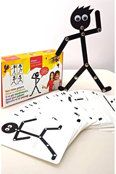 miranino Karizmatik Ahşap Eğitici Montessori Kartlı Çöp Adam Kutu Oyuncağı