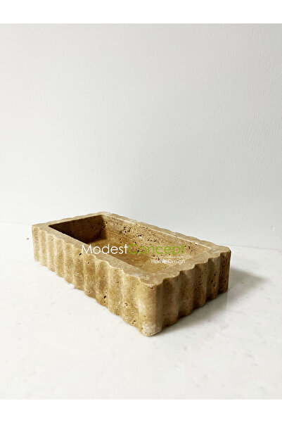 Modestmar Traverten kenar detaylı kase, takı kutusu