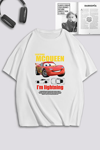 macklin Unisex Kadın Erkek Şimşek McQueen ve Sally Baskılı Özel Tasarım Overs...