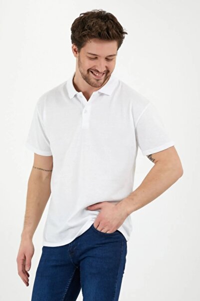 tynemode White Slim/slim Fitt Polo Collar Summer T-shirt