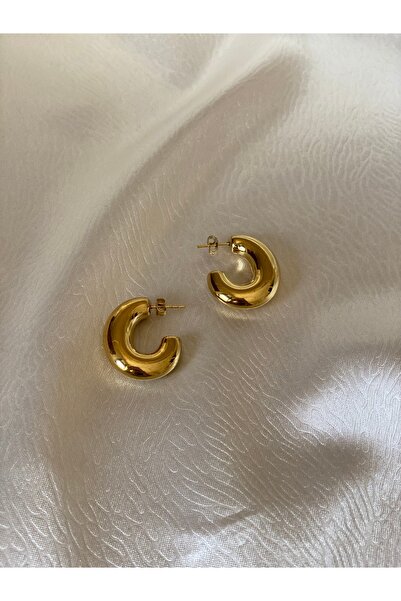 Magicway أنبوب فولاذي ذهبي أقراط دائرية مجوفة خفيفة الوزن غير مشوهة