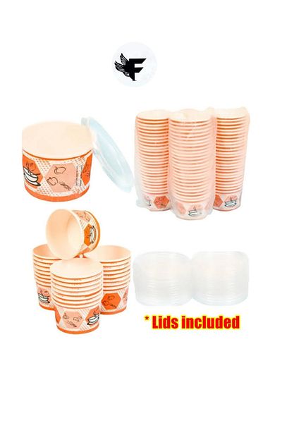 FİGANLAR Hygienic Paper-Carton Soup Container 16 Oz with Transparent Lid, 1000 Pieces