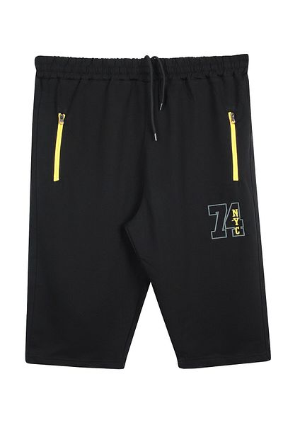 marufshop Κατάλληλο για άντρες Plus Size 115-154 κιλά Χτενισμένο βαμβακερό Capri NYC Μαύρο