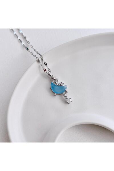 Vesce Atelier قلادة القمر الأزرق الصلب