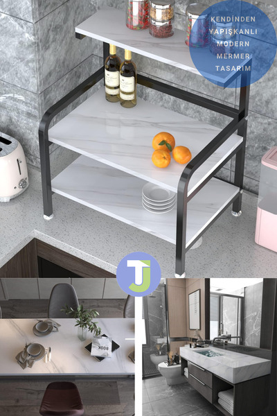 Technojet Kendinden yapışkanlı Mermer Desen Folyo Mutfak Banyo Tezgah Duvar Masa Kaplama 60cmX100cm