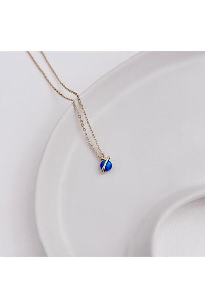 Vesce Atelier Mavi Opal Çelik Kolye