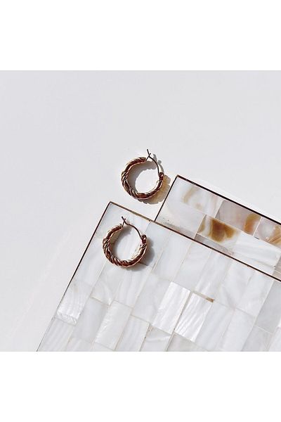 Vesce Atelier Double auger gold Steel earrings