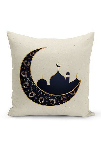 Bertille Home Ramadan Series Double Sided Digital Printed 4-Piece Throw Pillow Case Set (Ramadan Cushion Cover Set)