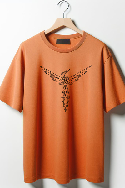 Vordevia Oversize kroj Unisex T-shirt - okrugla kragna, Kartal Štampano