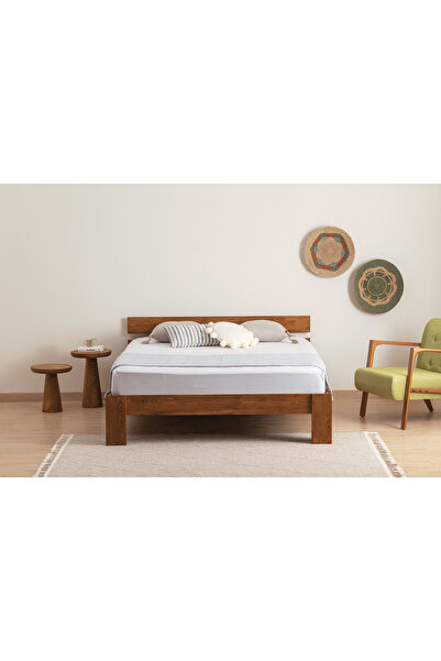 MsmWood Berlin İskandinav Tarz Doğal Ahşap Karyola