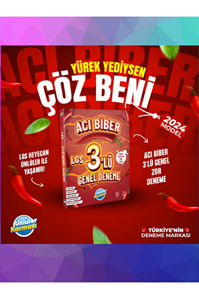 Ünlüler Karması Yayınları ÜNLÜLER KARMASI 8. SINIF ACI BİBER 3' LÜ GENEL DENEME